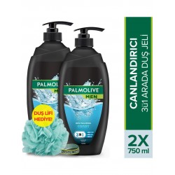 Palmolive Men Sport 3ü1 Arada Canlandırıcı Duş Jeli 750 ml x 2 Adet + Duş Lifi