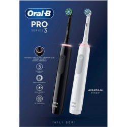 Oral-B Pro 3 - 3900 - Siyah Beyaz 2'li Elektrikli Diş Fırçası Seti