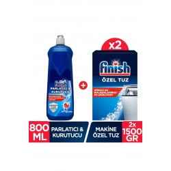 Finish Bulaşık Makinesi Tuzu Kireç Kalıntılarına Karşı Koruyucu 3000 gram+ Parlatıcı & Kurutucu 800 ml